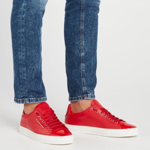 Philipp Plein “The Plein Original” Red Leather Sneakers – 9.5 - Picture 6 of 7